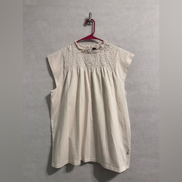 Boss Cream Smocked Blouse size large cap sleeve basic for everyday wear - Picture 2 of 8